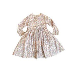 Jeanine Johnsen Dress Vintage Girls 4 100% Cotton Floral Bow Detail Pleated Slee